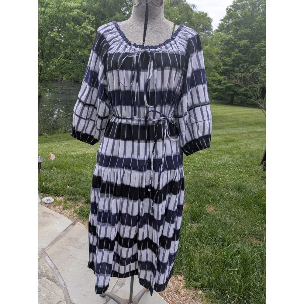 Apiece Apart Chemali Midi Dress Organic Cotton Resort Medium Ikat $425 Party